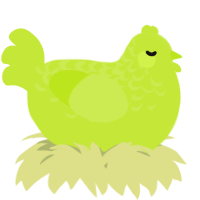 A lime chicken with a half-lace pattern