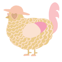 A beige and lavender chicken with a lace pattern