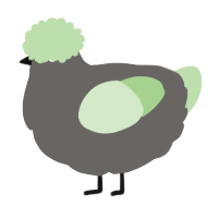 A grey and gluppy chicken