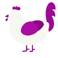 Seraphine, a white and plum chicken