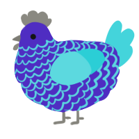 A indigo and aqua chicken with a lace pattern