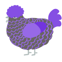 A grey and blurple chicken with a lace pattern