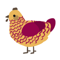 A honey and maroon chicken with a lace pattern