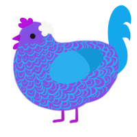 A blurple and sky chicken with a double-lace pattern