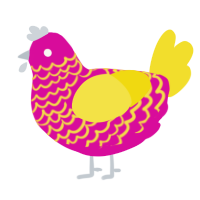 Pink Lemonade, a fuchsia and yellow chicken with a lace pattern