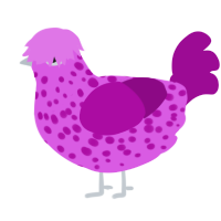 A orchid and plum chicken with a speckle pattern