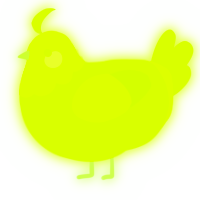 A lime chicken with a head pattern
