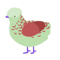 A gluppy and red chicken with a half-lace pattern