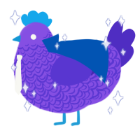 A blurple and indigo chicken with a double-lace pattern