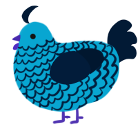 A cerulean and tumblr chicken with a lace pattern
