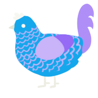 Ozzy, a sky and lilac chicken with a lace pattern