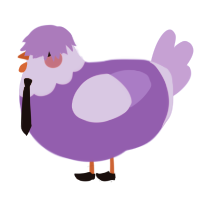 A blurple and lilac chicken with a head pattern