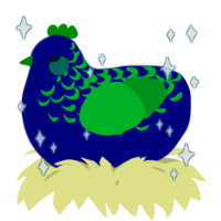 A navy and viridian chicken with a half-lace pattern
