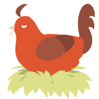 A vermilion and russet chicken