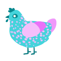 A aqua and lavender chicken with a speckle pattern