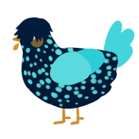 A tumblr and aqua chicken with a speckle pattern