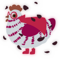 A mist and maroon chicken with a bar pattern