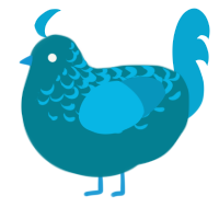 A sea and cerulean chicken with a half-lace pattern