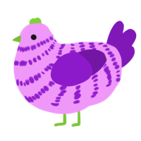 A lavender and violet chicken with a bar pattern