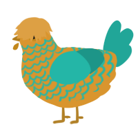 (unnamed), a orange and turquoise chicken with a lace pattern