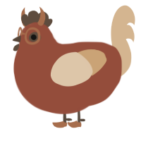A russet and beige chicken