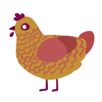 A gold and red chicken with a lace pattern