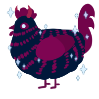A tumblr and maroon chicken with a bar pattern