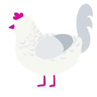 Void, a white and mist chicken with a half-lace pattern