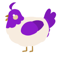 A cream and violet chicken with a head pattern