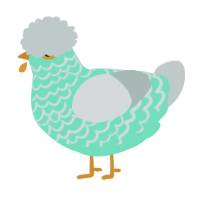 A mint and silver chicken with a lace pattern