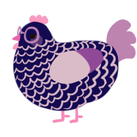 A navy and lilac chicken with a lace pattern