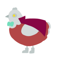 Ultraman, a red and silver chicken with a head pattern