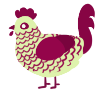 A apple and maroon chicken with a lace pattern