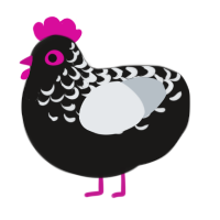 PoodleSkirt, a sable and mist chicken with a half-lace pattern