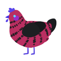 A crimson and sable chicken with a bar pattern