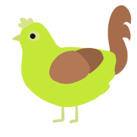 A lime and brown chicken
