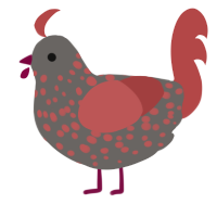 my demons, a grey and red chicken with a speckle pattern