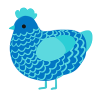 A sapphire and aqua chicken with a lace pattern
