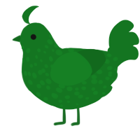A leaf chicken with a speckle pattern