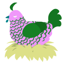 A lavender and leaf chicken with a lace pattern
