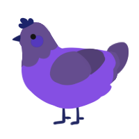 A blurple and overcast chicken with a head pattern