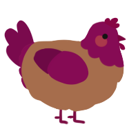 A brown and wine chicken with a head pattern
