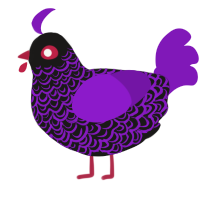 A sable and violet chicken with a double-lace pattern