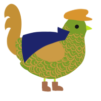 A chartreuse and gold chicken with a double-lace pattern