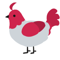 A mist and crimson chicken with a head pattern