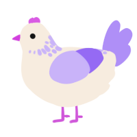 A cream and lilac chicken with a neck-speckle pattern