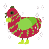 A crimson and grass chicken with a bar pattern