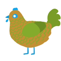 Geu, a gold and chartreuse chicken with a lace pattern