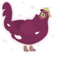 A maroon chicken with a lace pattern