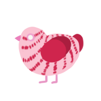 A rose and crimson chicken with a bar pattern